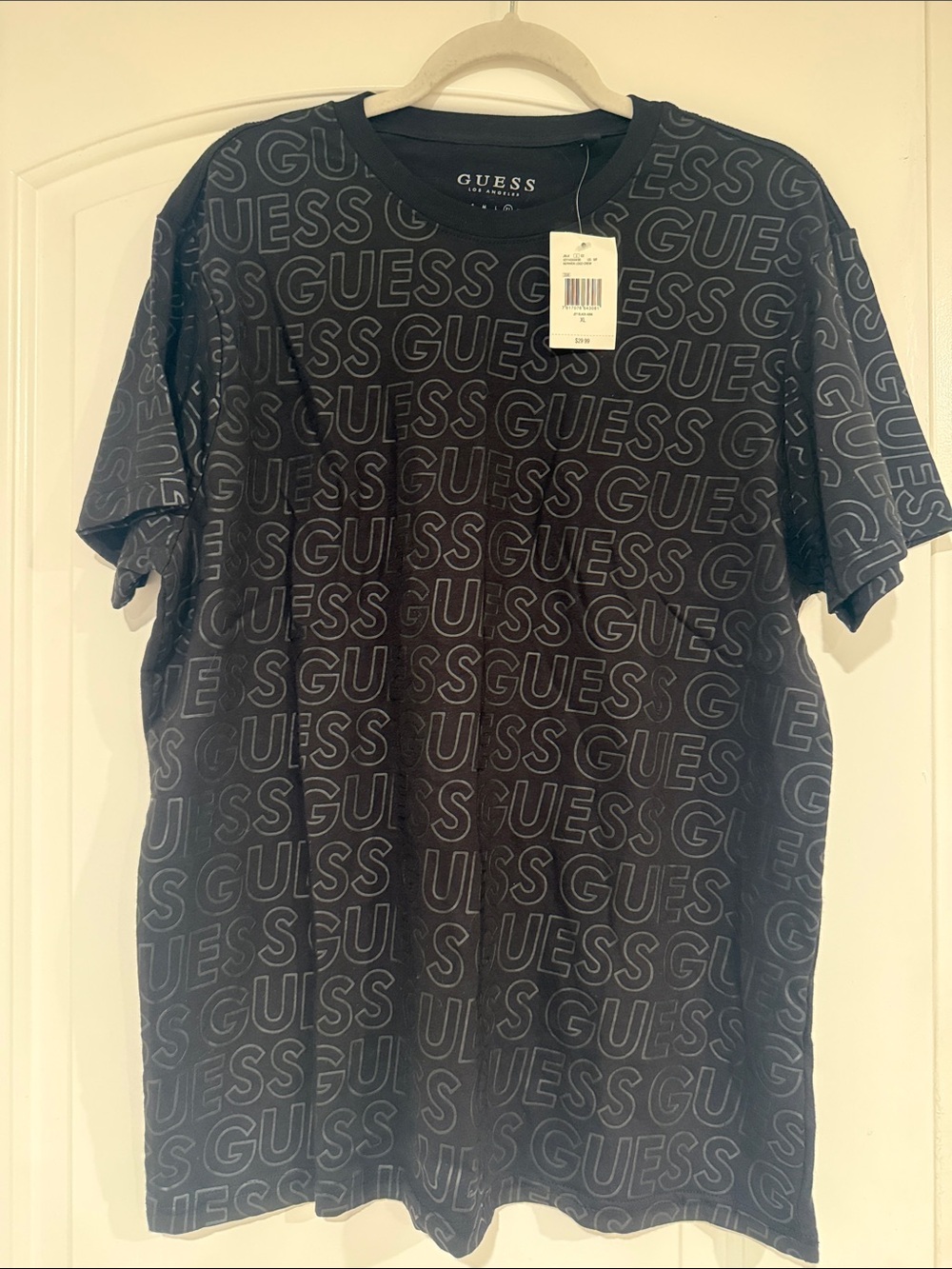 Guess Black All-Over Logo Short Sleeve Tee